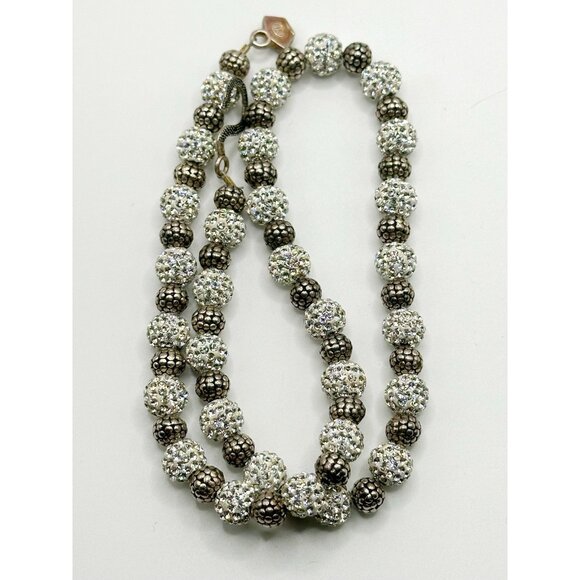 Aya Jordan Jewelry - Sterling Aya Jordan Crystal Ball Textured Bead Hook Clasp Necklace 8mm 17"